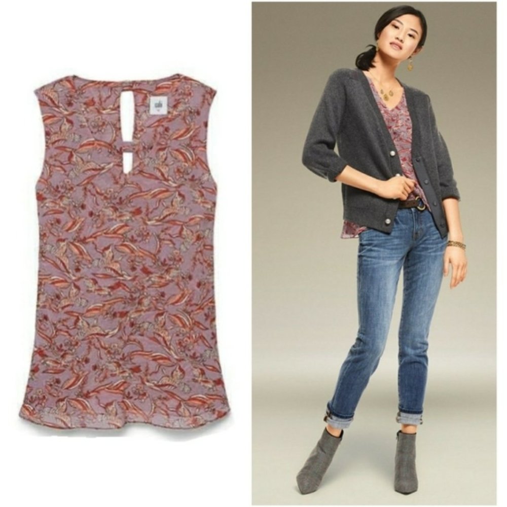 Cabi Good Luck Crane Sleevelss Blouse Style 3611